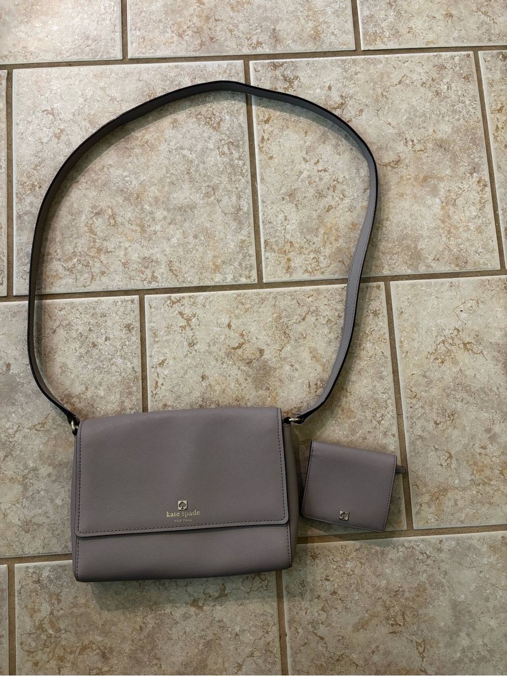 kate spade gray crossbody with coin wallet set